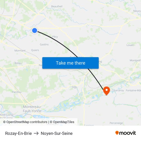 Rozay-En-Brie to Noyen-Sur-Seine map