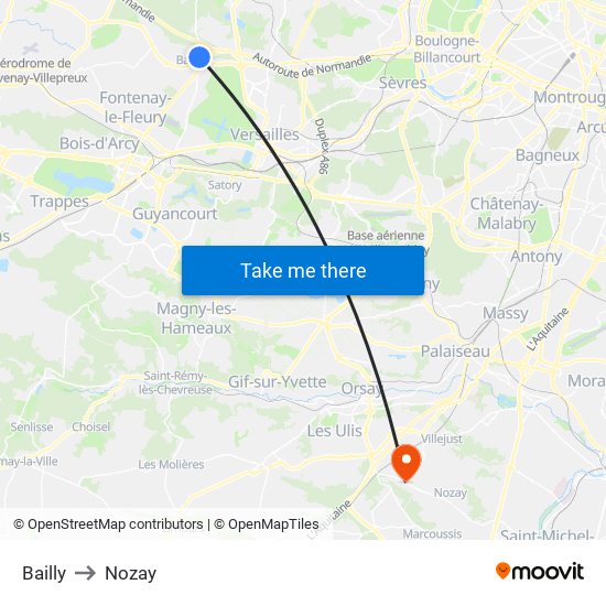 Bailly to Nozay map
