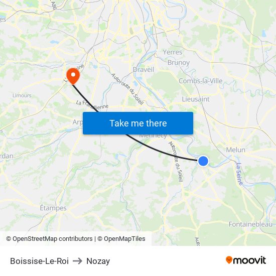 Boissise-Le-Roi to Nozay map