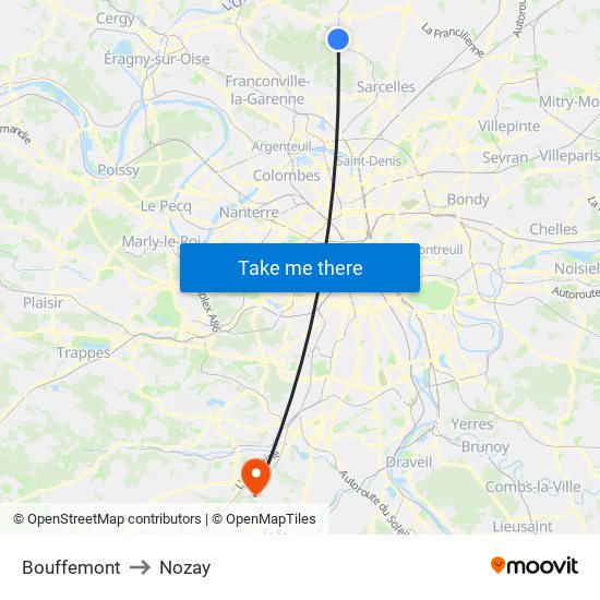 Bouffemont to Nozay map