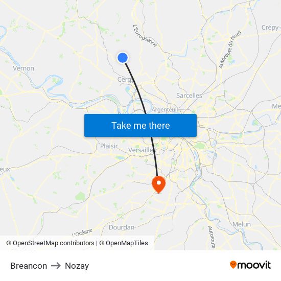 Breancon to Nozay map