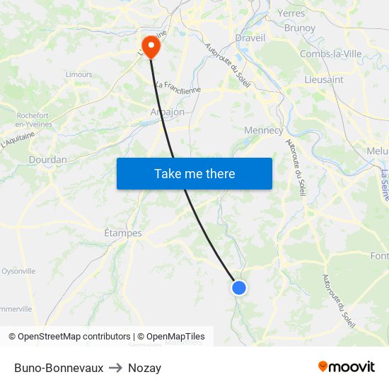 Buno-Bonnevaux to Nozay map