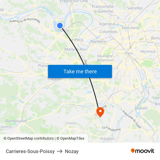 Carrieres-Sous-Poissy to Nozay map