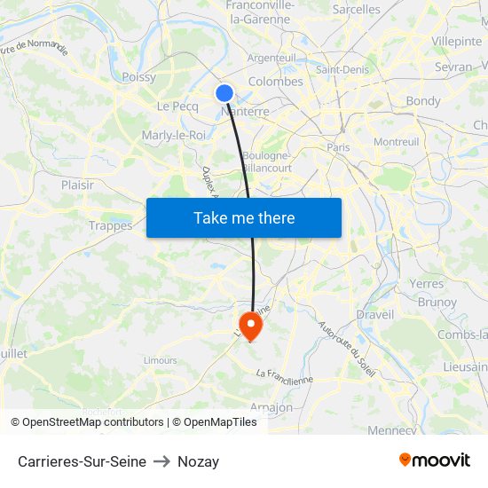 Carrieres-Sur-Seine to Nozay map
