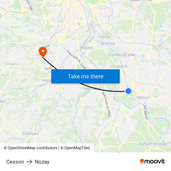 Cesson to Nozay map