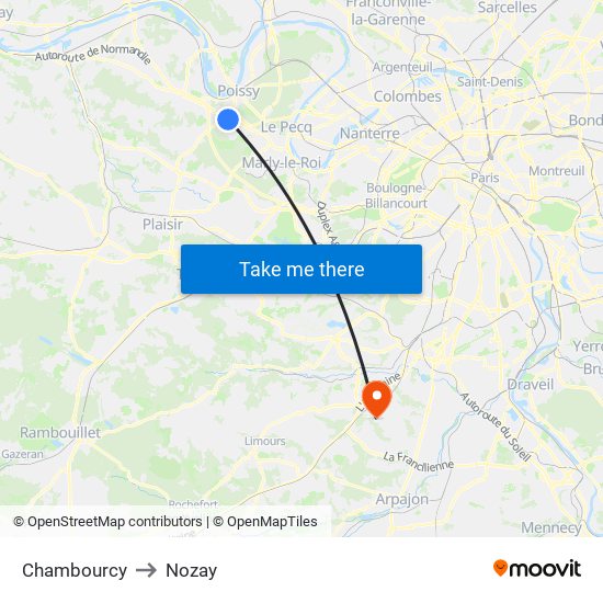 Chambourcy to Nozay map