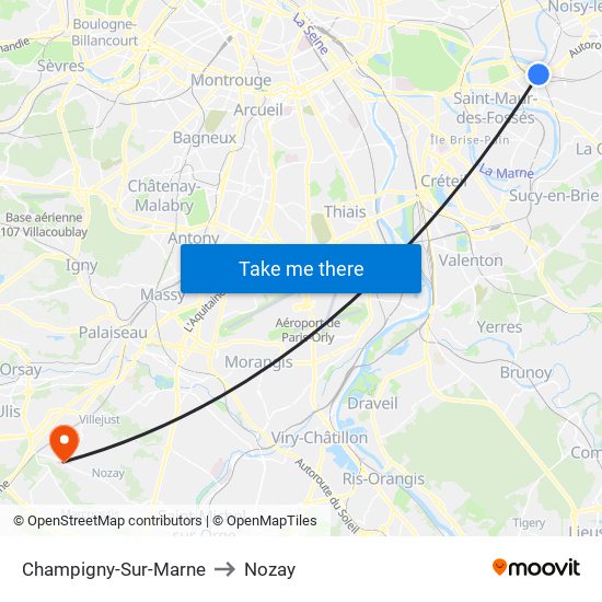 Champigny-Sur-Marne to Nozay map