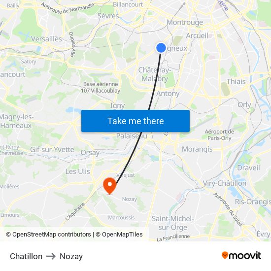 Chatillon to Nozay map