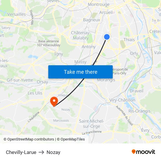 Chevilly-Larue to Nozay map