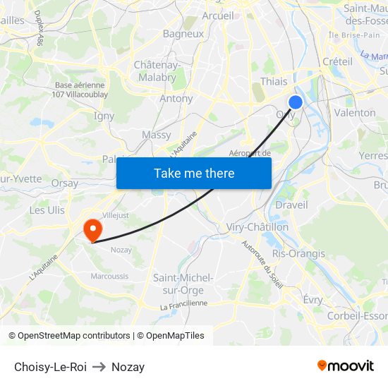 Choisy-Le-Roi to Nozay map