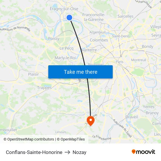 Conflans-Sainte-Honorine to Nozay map