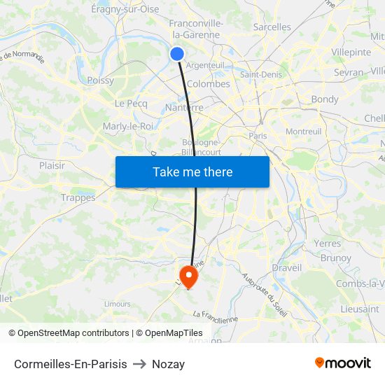 Cormeilles-En-Parisis to Nozay map