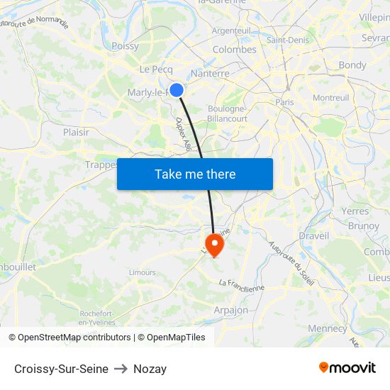 Croissy-Sur-Seine to Nozay map