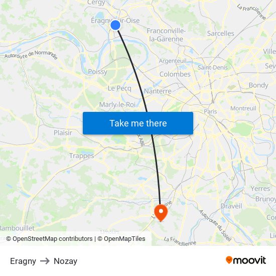 Eragny to Nozay map