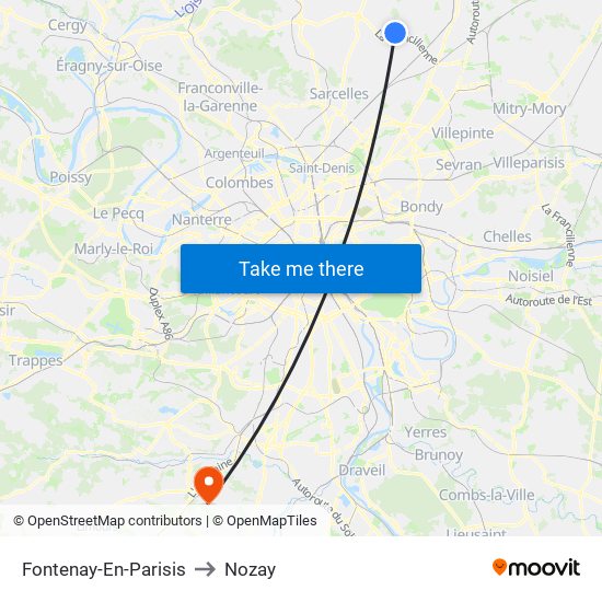 Fontenay-En-Parisis to Nozay map