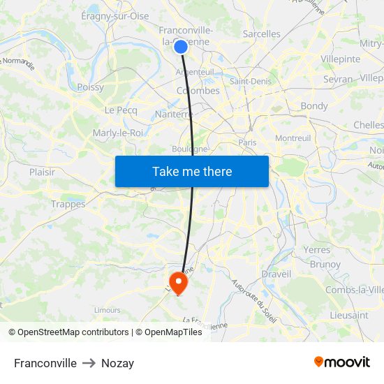 Franconville to Nozay map