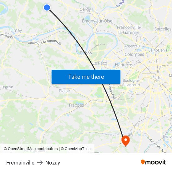Fremainville to Nozay map