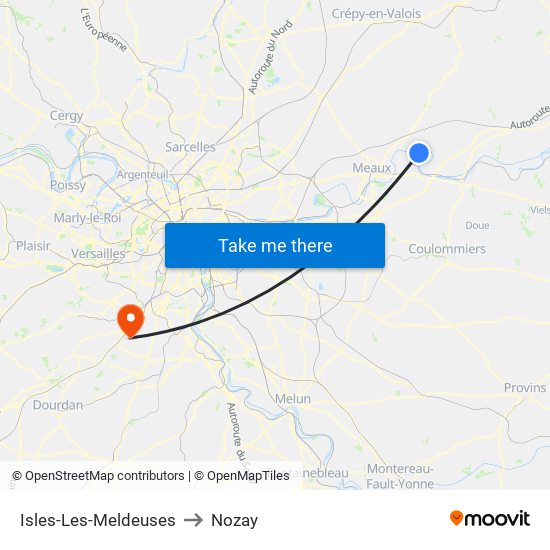 Isles-Les-Meldeuses to Nozay map