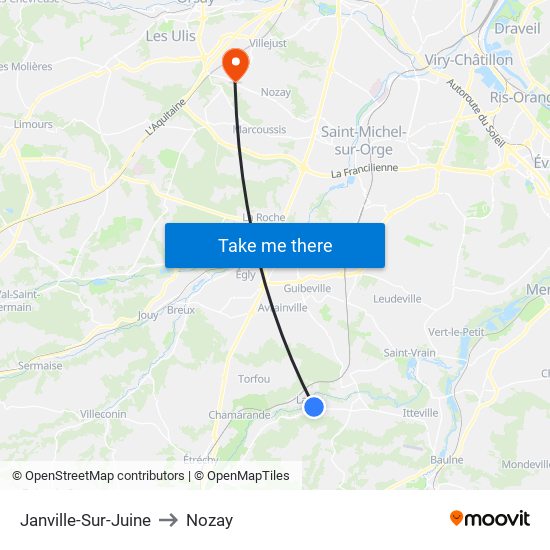 Janville-Sur-Juine to Nozay map