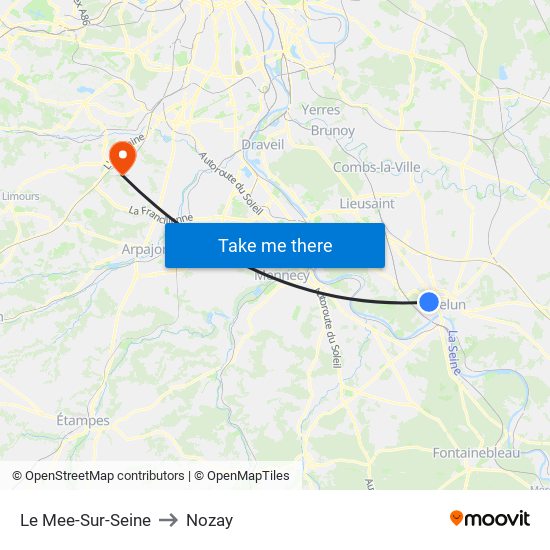 Le Mee-Sur-Seine to Nozay map