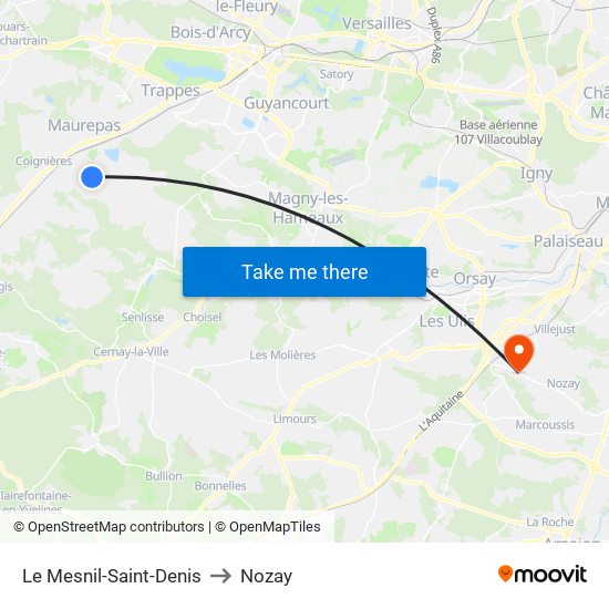 Le Mesnil-Saint-Denis to Nozay map