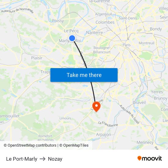 Le Port-Marly to Nozay map