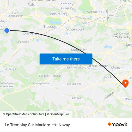 Le Tremblay-Sur-Mauldre to Nozay map