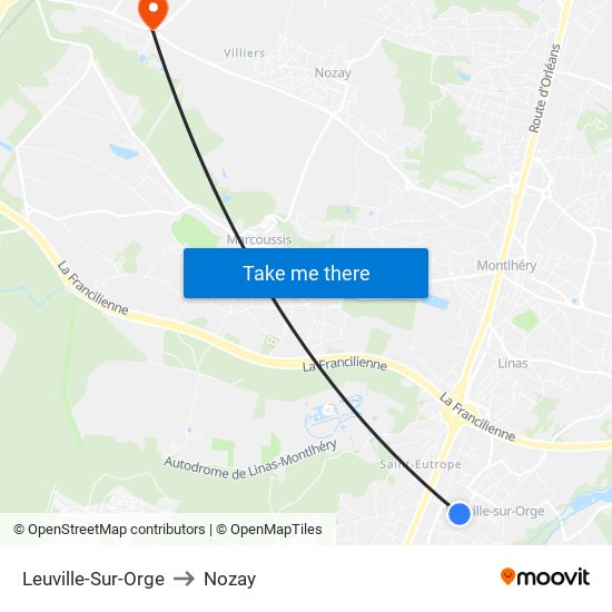 Leuville-Sur-Orge to Nozay map