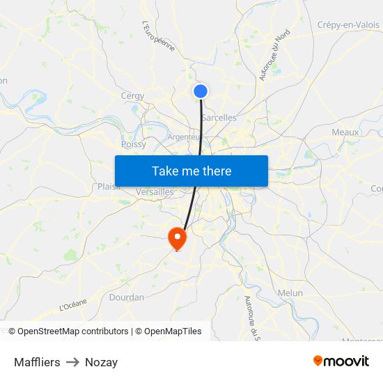 Maffliers to Nozay map