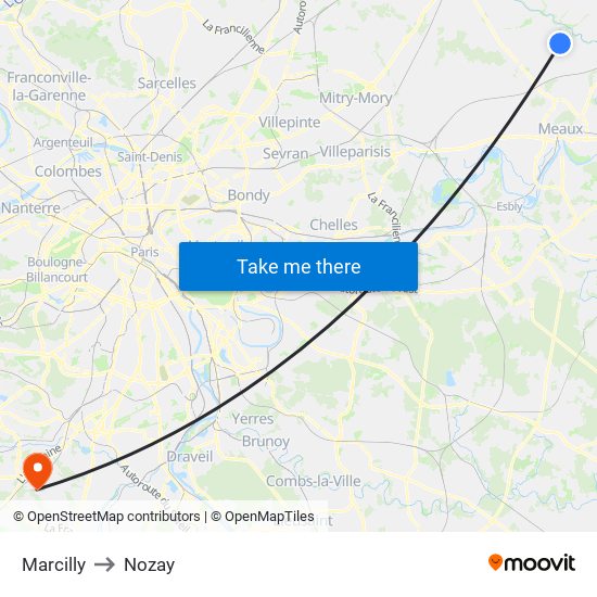 Marcilly to Nozay map