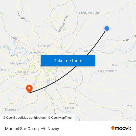 Mareuil-Sur-Ourcq to Nozay map