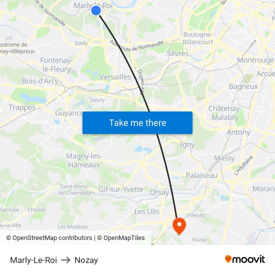 Marly-Le-Roi to Nozay map