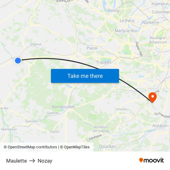 Maulette to Nozay map