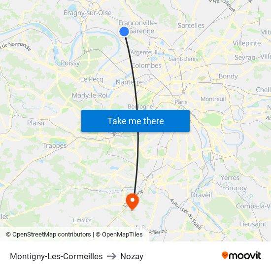 Montigny-Les-Cormeilles to Nozay map