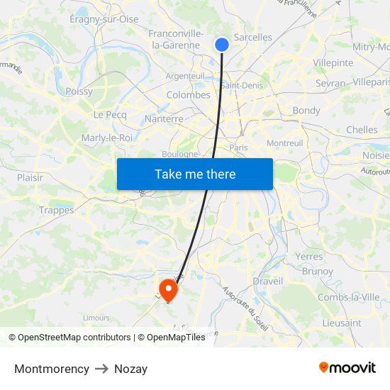 Montmorency to Nozay map