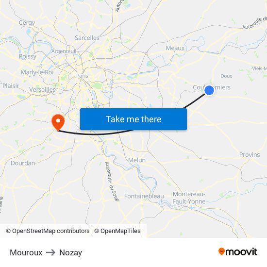 Mouroux to Nozay map
