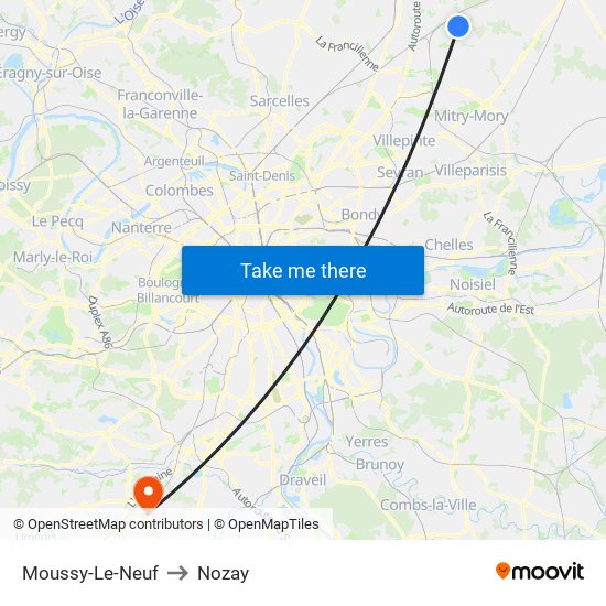 Moussy-Le-Neuf to Nozay map