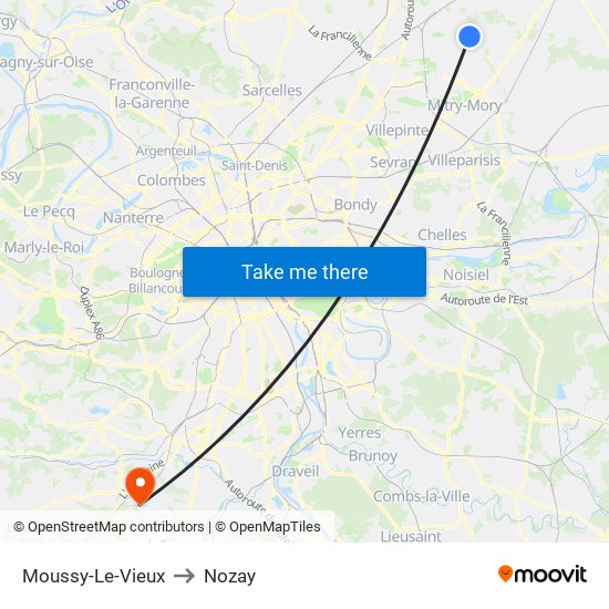 Moussy-Le-Vieux to Nozay map