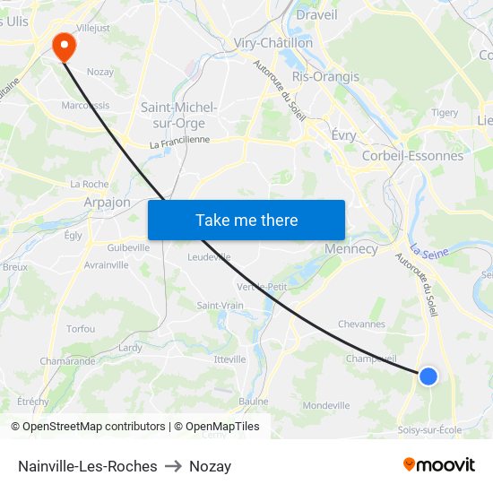 Nainville-Les-Roches to Nozay map