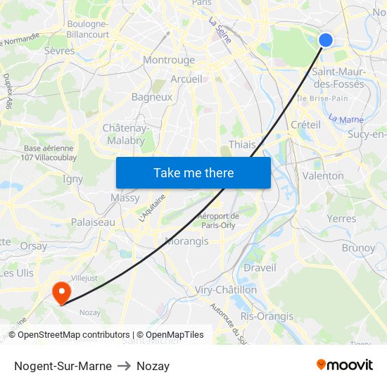 Nogent-Sur-Marne to Nozay map