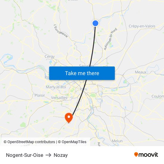 Nogent-Sur-Oise to Nozay map