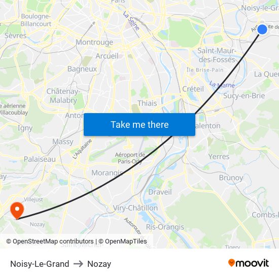 Noisy-Le-Grand to Nozay map