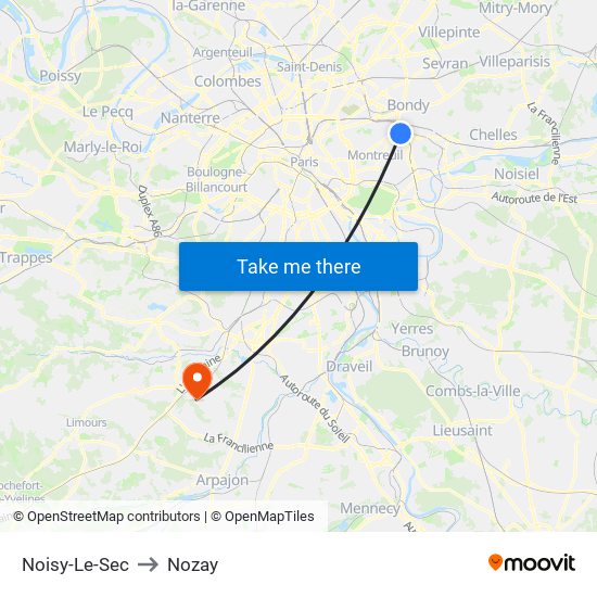 Noisy-Le-Sec to Nozay map