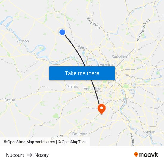 Nucourt to Nozay map