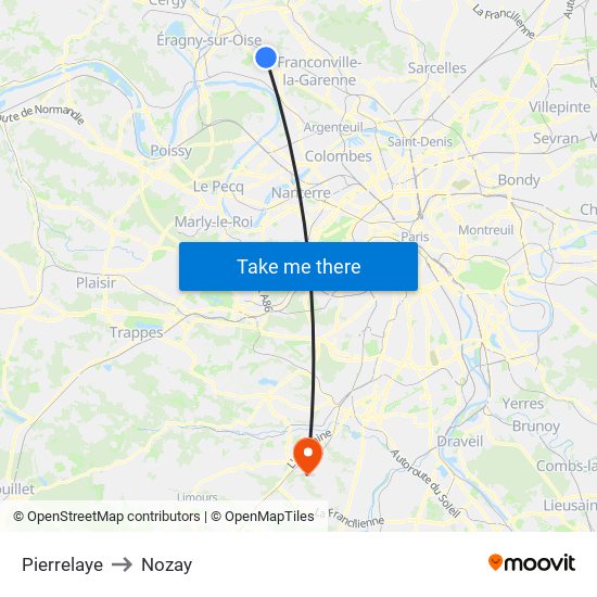 Pierrelaye to Nozay map