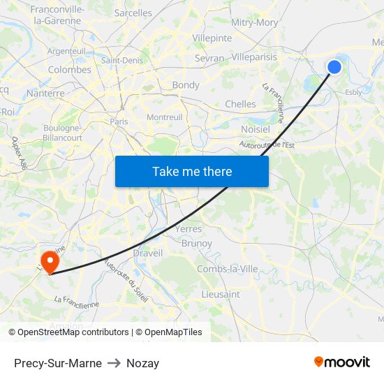 Precy-Sur-Marne to Nozay map