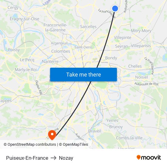 Puiseux-En-France to Nozay map
