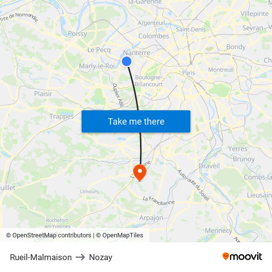 Rueil-Malmaison to Nozay map