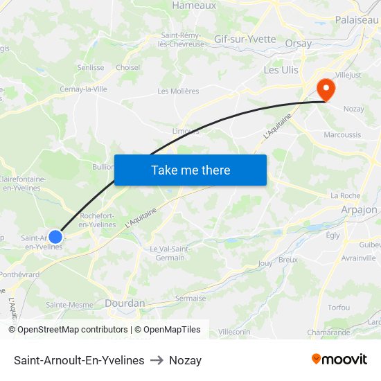 Saint-Arnoult-En-Yvelines to Nozay map