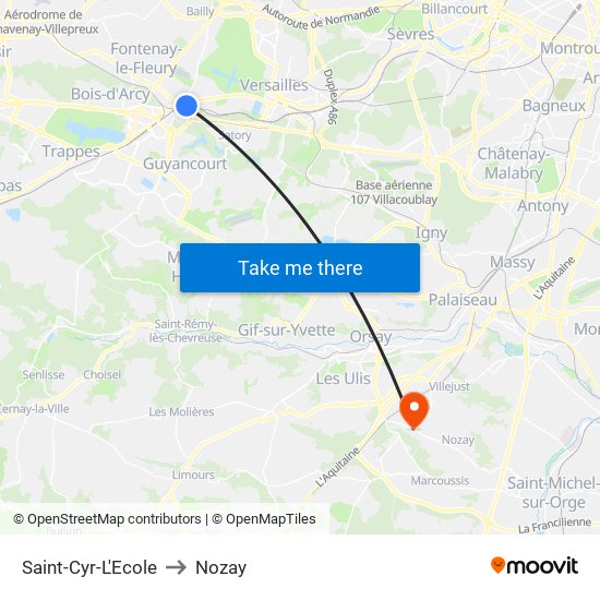 Saint-Cyr-L'Ecole to Nozay map